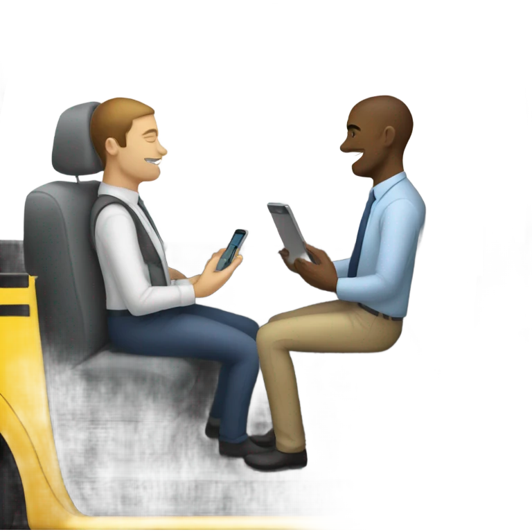 office workers in a taxi cab emoji