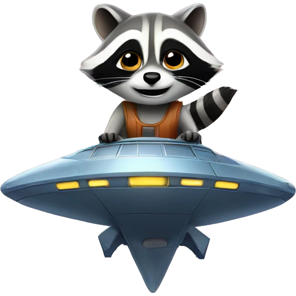 Raccoon riding a spaceship  emoji