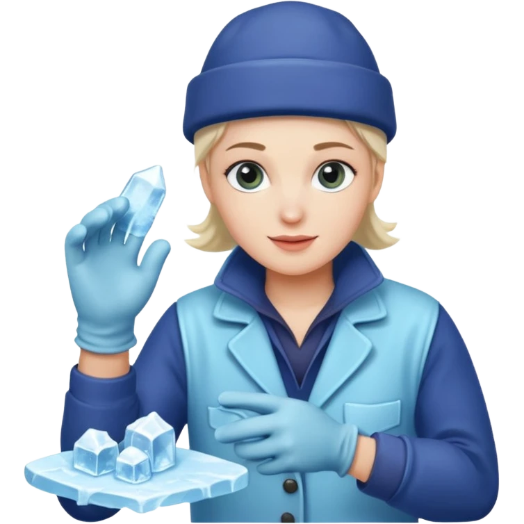 Sculptor polishing with cloth,Ice Sculptors. emoji