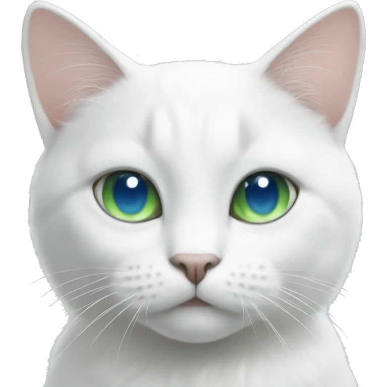 White cat with blue And green eyes emoji