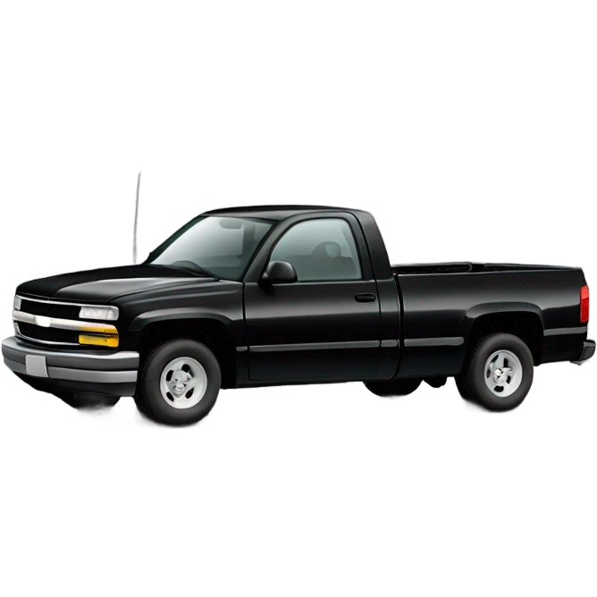 Truck, black 1997 Chevrolet 1500 extended cab, side view emoji