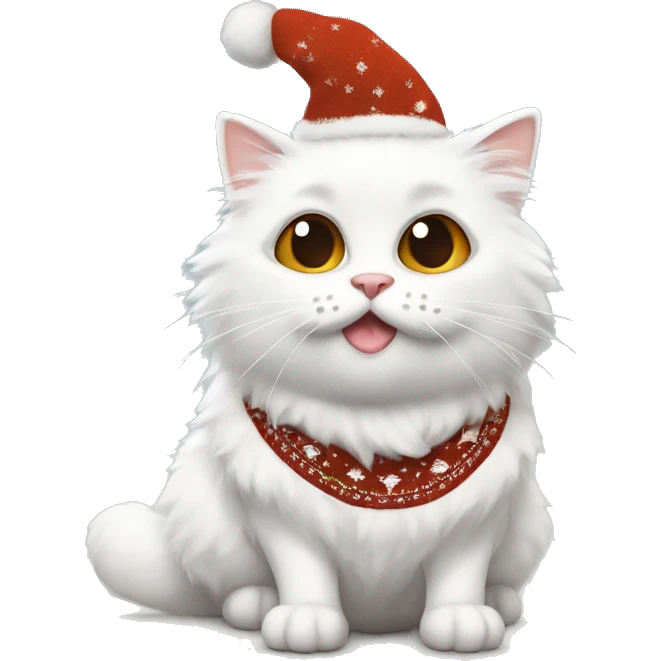 Fluffy white cat with brown patches on his eyes wearing a Christmas jumper  emoji