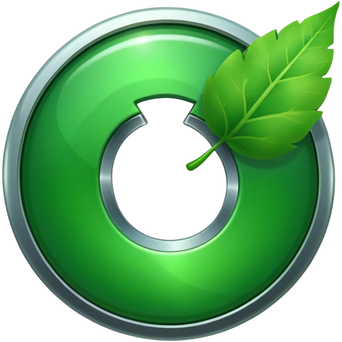 green power button blending into a leaf, representing climate action emoji