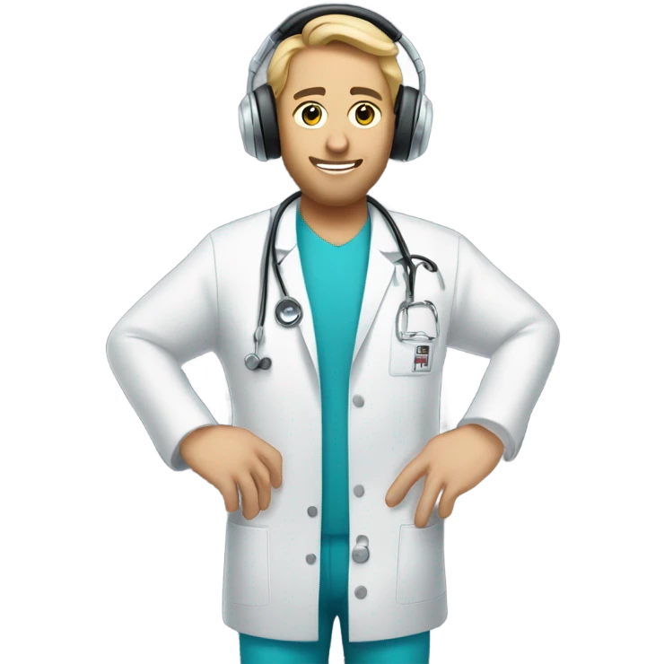White doctor as a dj  emoji