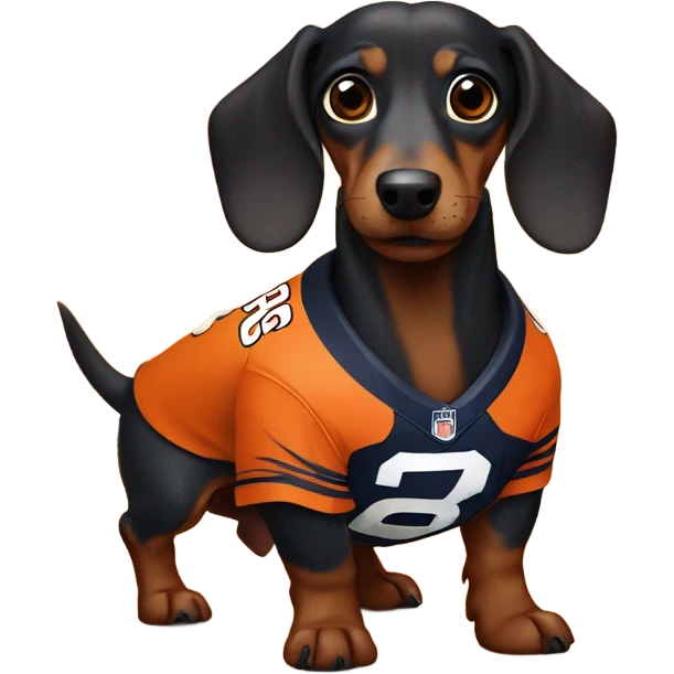 Dachshund in a Broncos jersey emoji