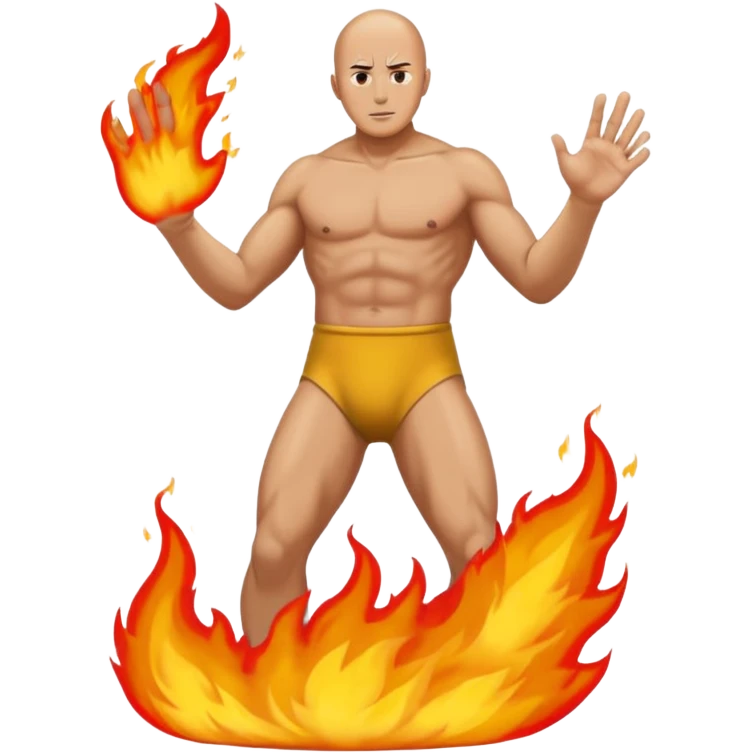A biant big foot on fire with saitama emoji