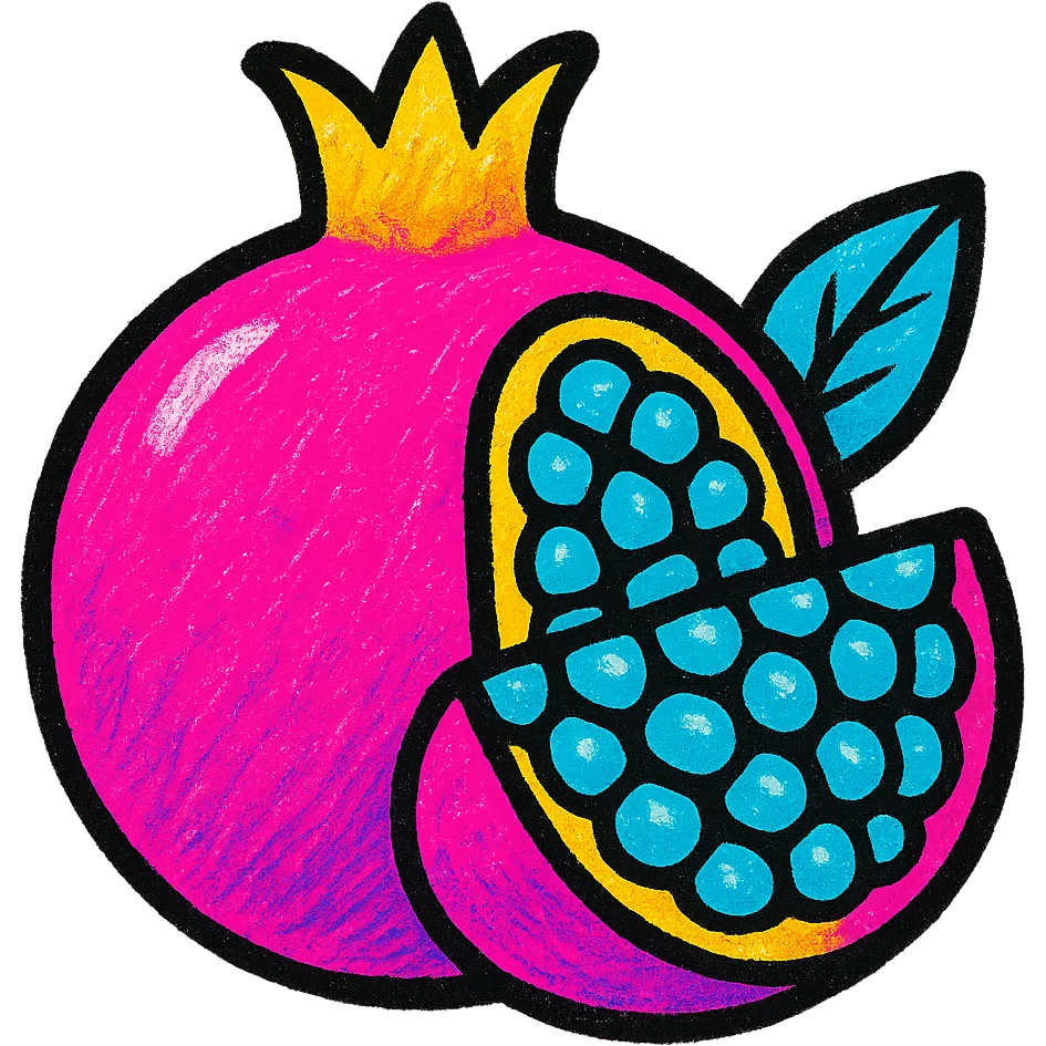 vibrant detailed pink pomegranate on white background emoji
