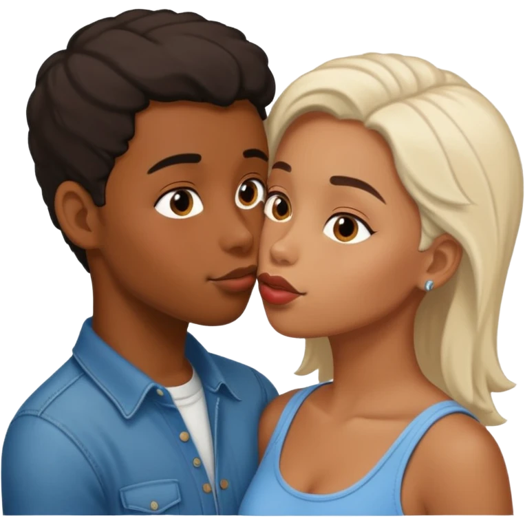 Kissing black girl and white boy  emoji