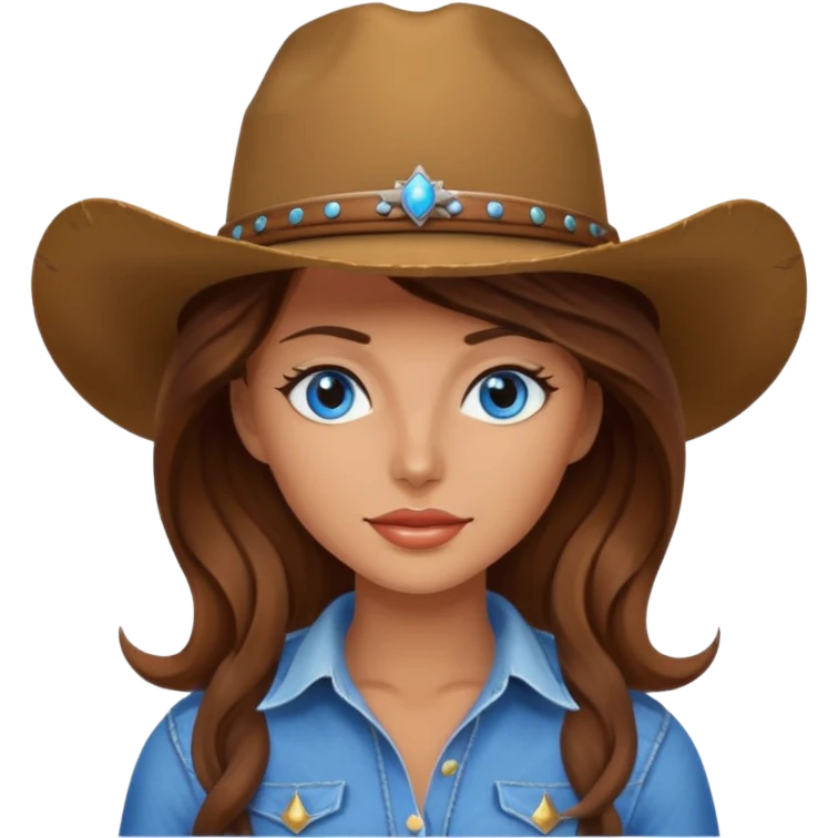Sexy Cowgirl brown hair, estroil blue emoji