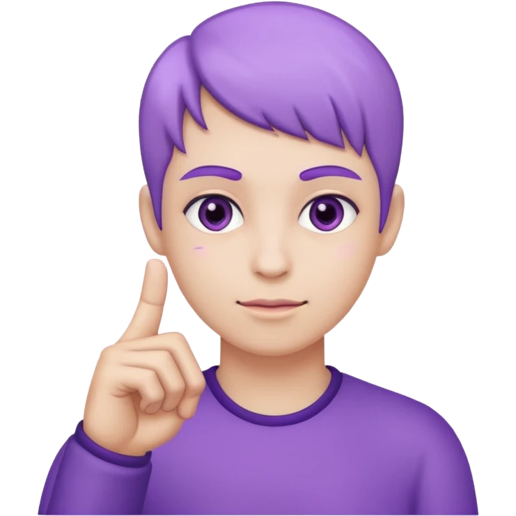 Main violette avec l’Index lever no background emoji