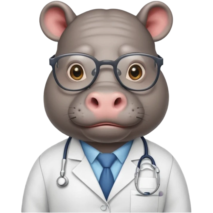 Hippo doctor, glasses, uniform emoji
