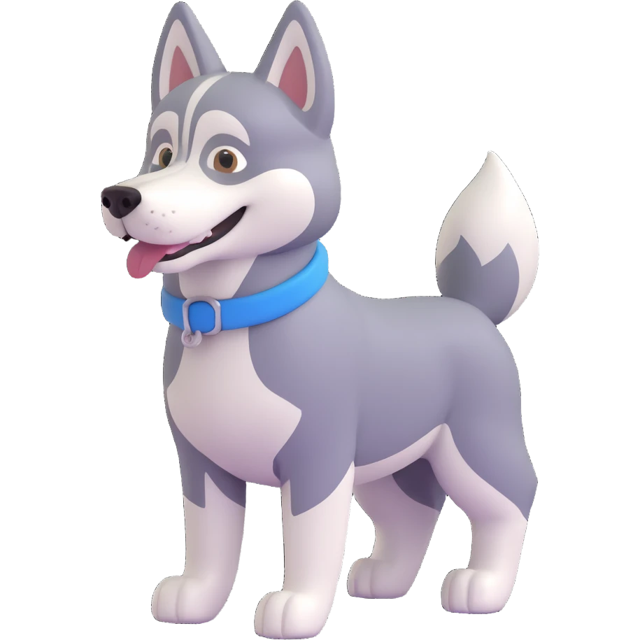 full body friendly husky dog with simple background emoji