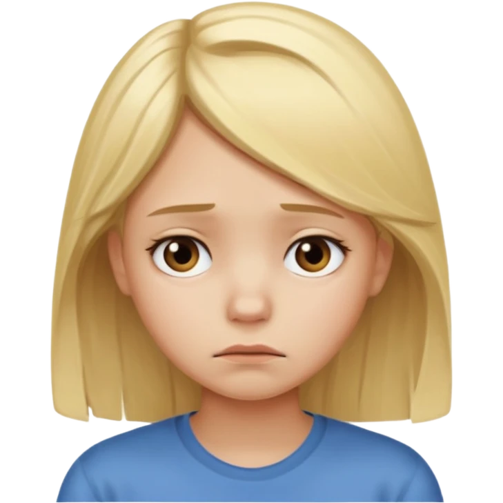 Young girl with blonde hair and a sad, discouraged face emoji