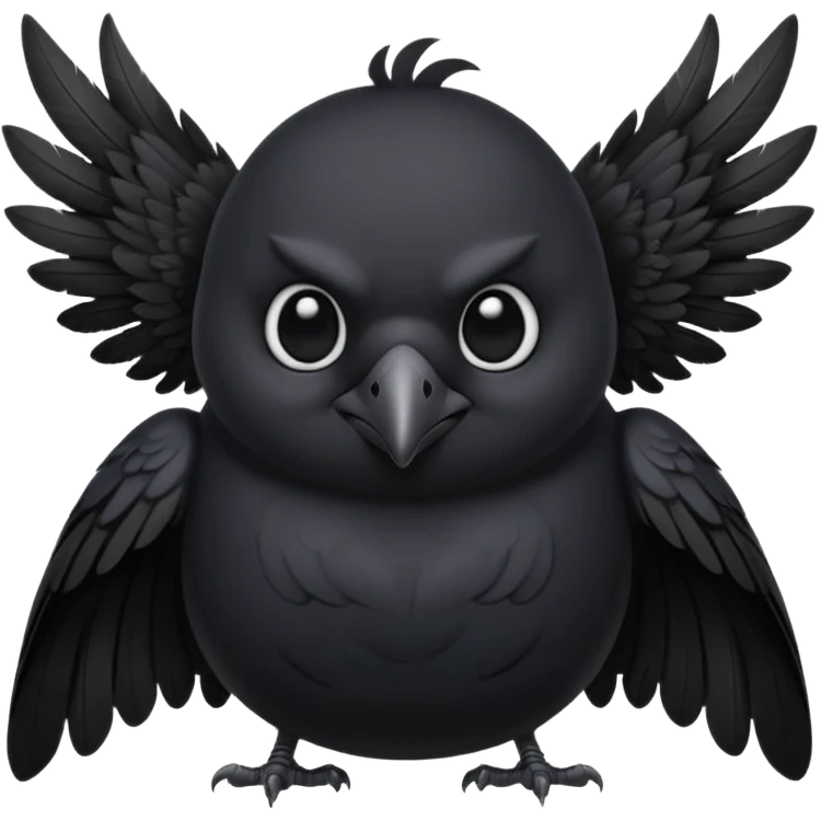 fat cute crow with bat wings emoji