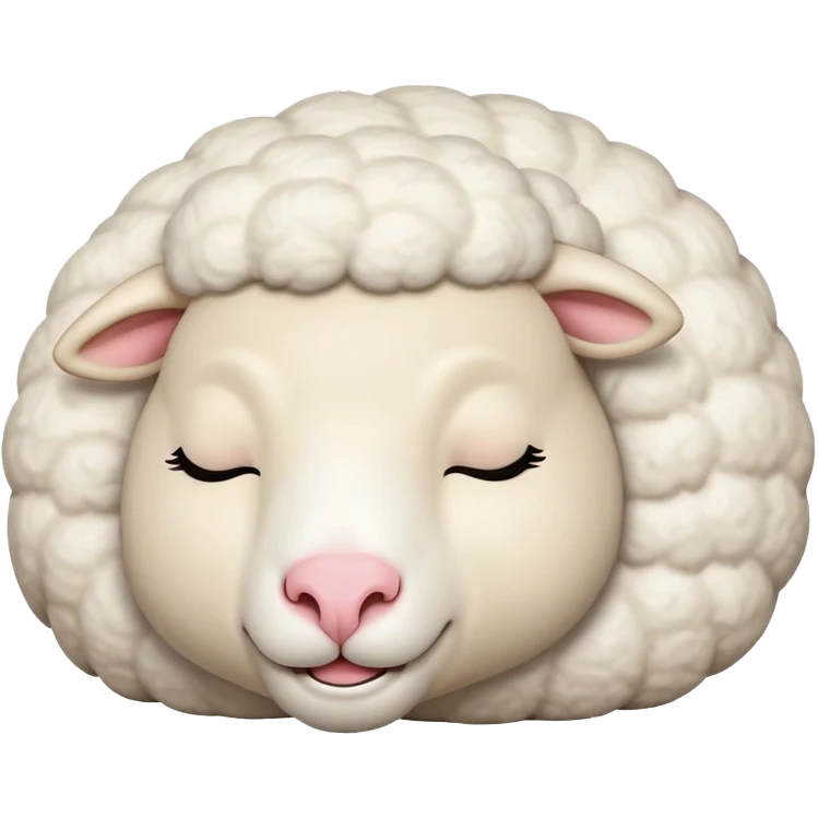 Meme-Worthy Cute Sleeping Sheep Portrait Emoji, Head resting peacefully with a contented smile, showcasing a robust build and a luxuriously soft white fleece, eyes shut in a serene, restful nap, Simplified yet hilariously adorable features, highly detailed, glowing with a soft, drowsy light, high shine, relaxed and utterly lovable, stylized with an air of playful laziness, bright and heartwarming, soft glowing outline, capturing the essence of a comically sleepy sheep, so meme-worthy it feels like it could instantly become the next viral sensation of adorable slumber! emoji