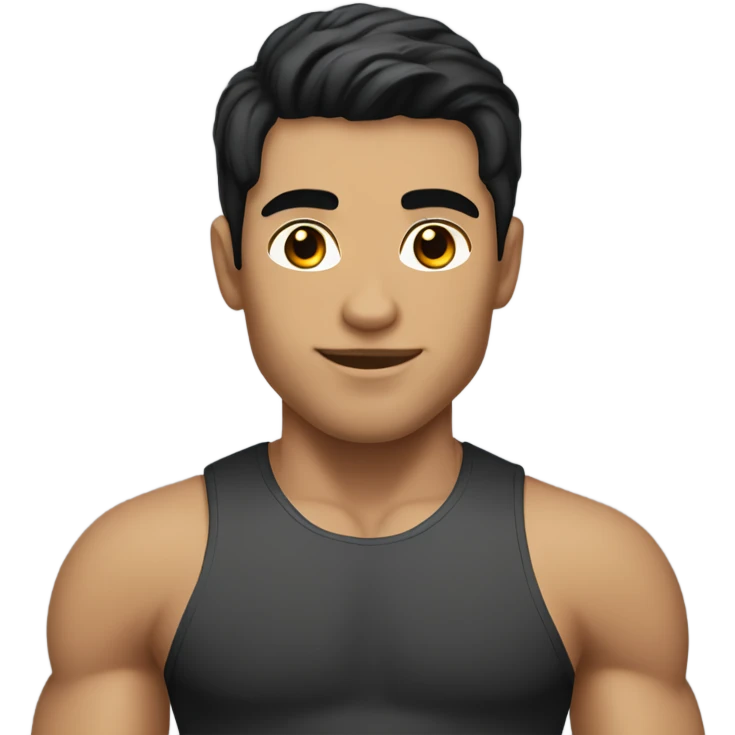 Fitness guy with black hair and light skin tone  emoji