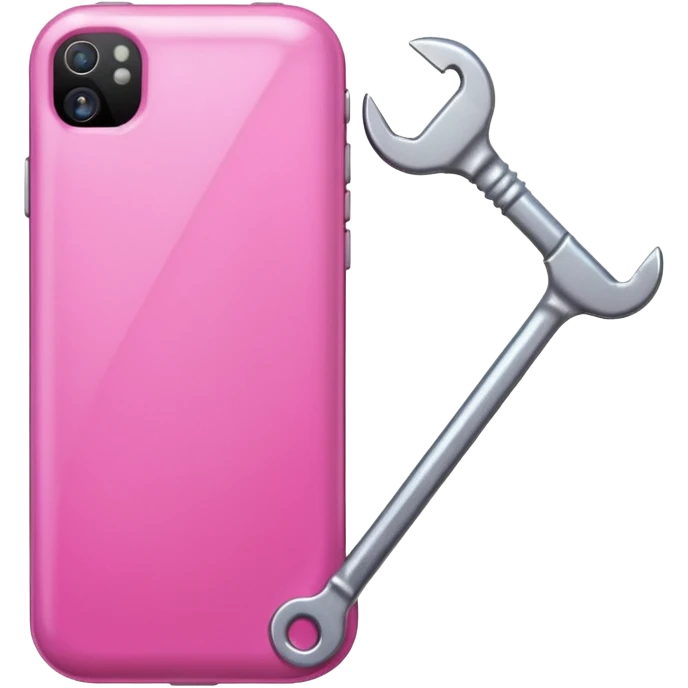pink girly cellphone with a cute wrench emoji