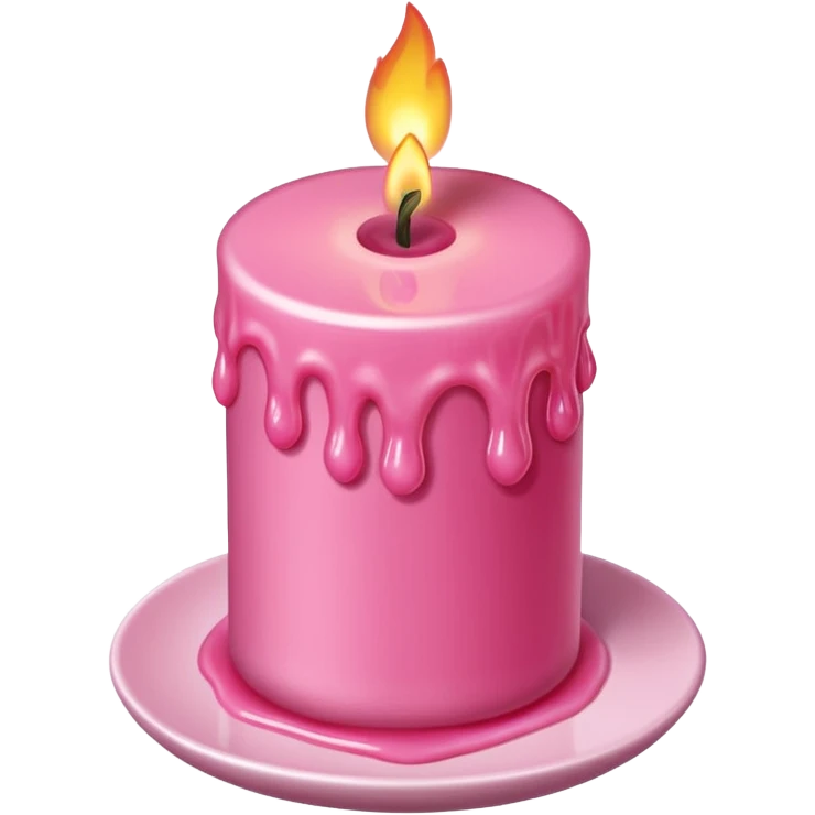 A drawing of a flaming pink candle that could be used on a romantic dinner table. The camera should be isometric at a right angle. emoji