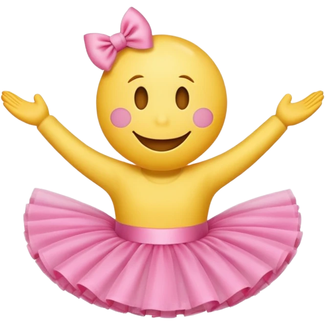Smiley face emoji with no body but a a tutu emoji