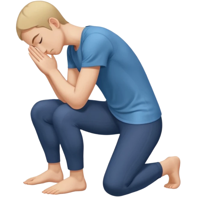 person kneeling and bowing with forehead and arms touching the floor, simple and clear emoji