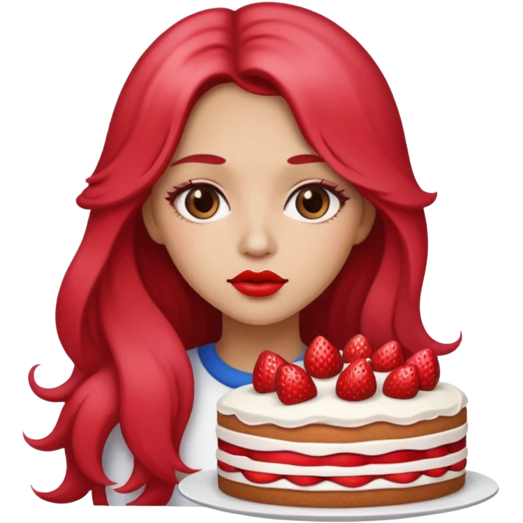 a girl with long hair, Strawberry Short Cake lips color, iOS App Emoji emoji