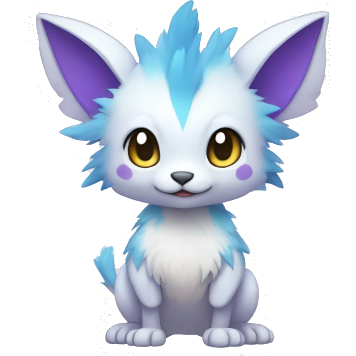 Cute cool white blue purple animal hybrid Fakemon full body emoji