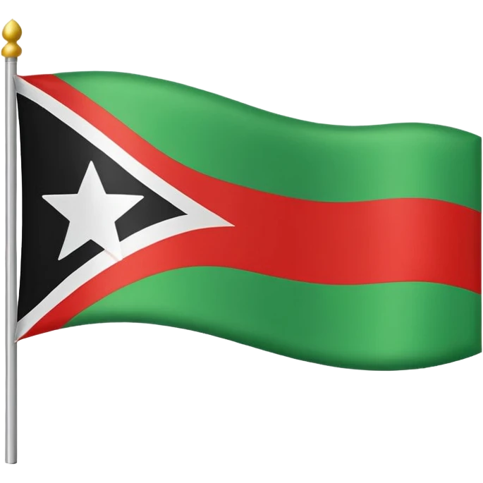 Still flag with three stripes going across from right to left top on is green middle one is white with one black star in the center and the last stripe is red  emoji