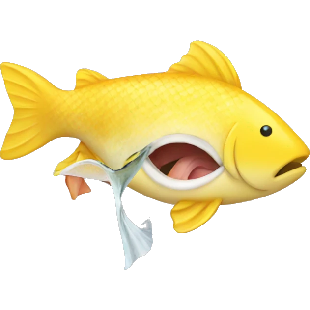 Yellow emoji eating a fish emoji