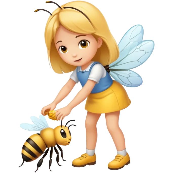 Little girl stepping on a bee emoji