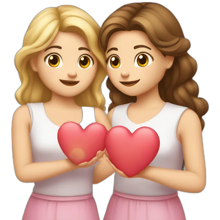 Deux filles qui fond des coeur avec ses mains emoji