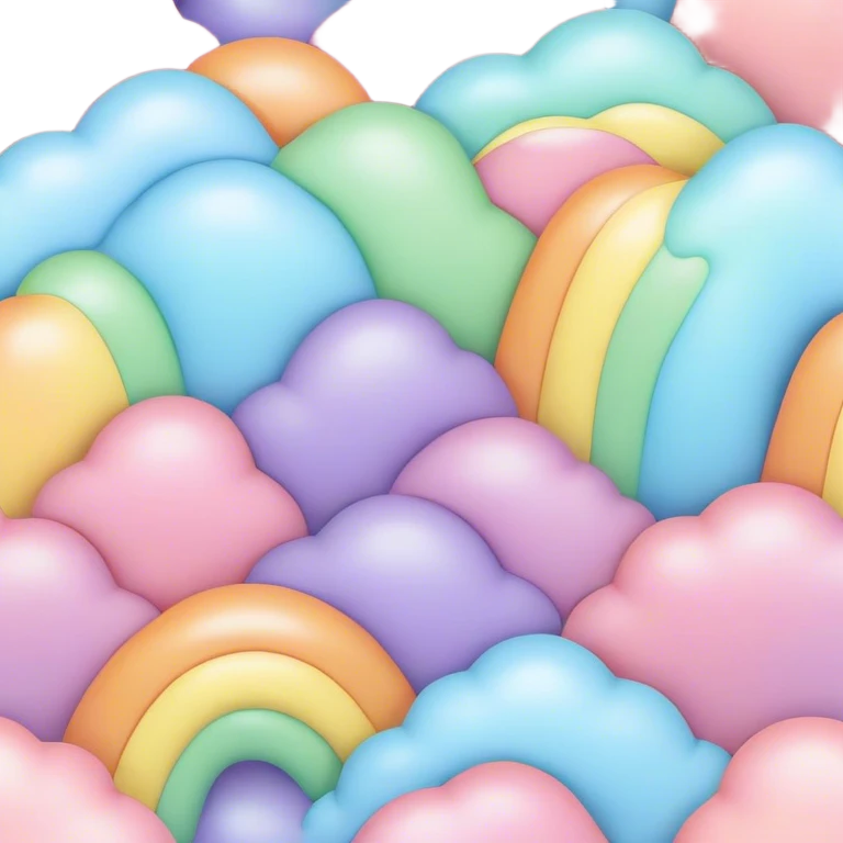 melted pastel rainbow puffy pattern background  emoji