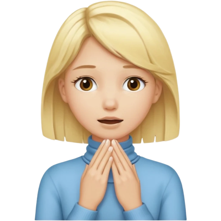 blonde girl with her hands around her throat emoji