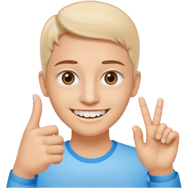 only 2 eyes with invisalign with finger pointing straight the screen emoji