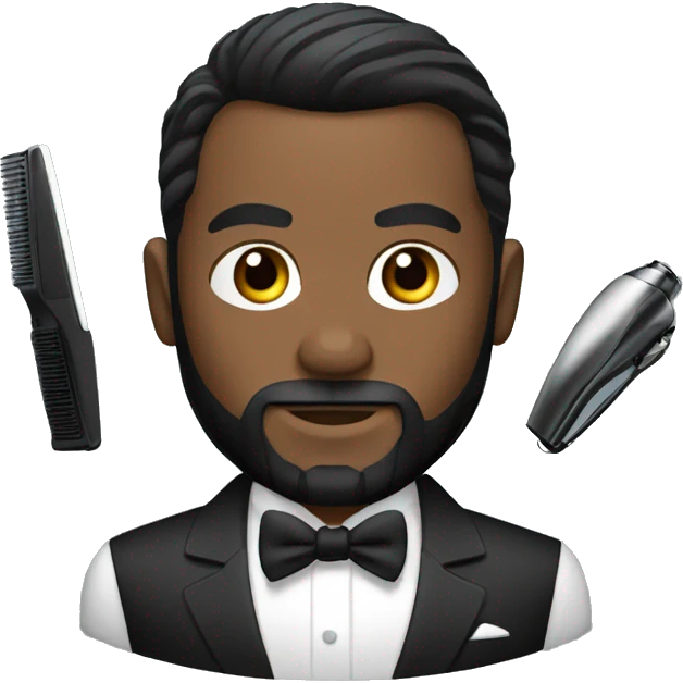 black James Bond WITH BEARD holding hair clippers emoji