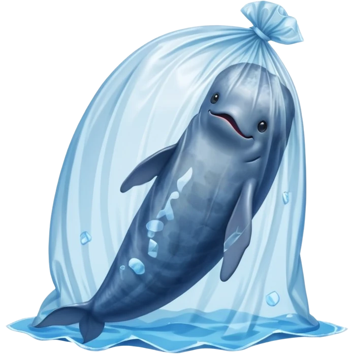 whale stuck in plastic waste bag emoji