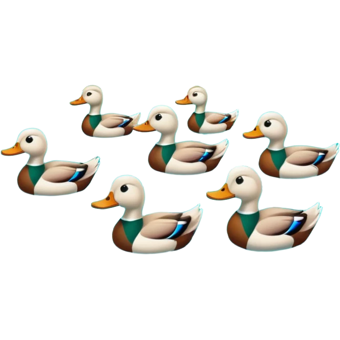 اردک هایی که در آب رودخانه ی خروشان شنا میکنند و آب رودخانه به رنگ سبز آبی است و نور خورشید به آن میتابد و غروب است emoji