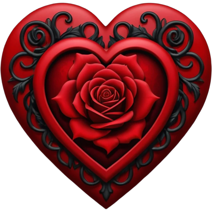 gothic heart with a black rose emoji