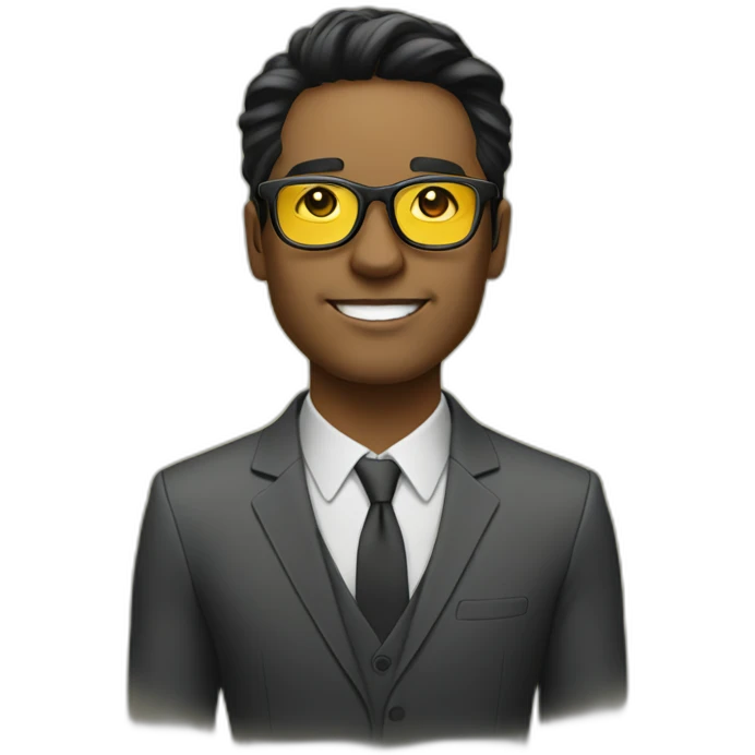 entreprenuer with yellow tinted glasses and black hair emoji