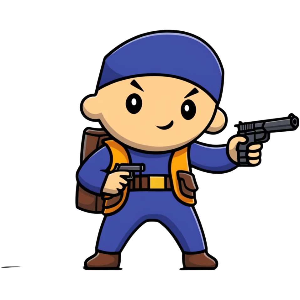 Doddieman character with a gun emoji
