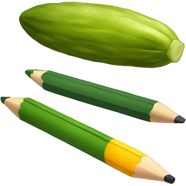 Pencil with a pickle emoji