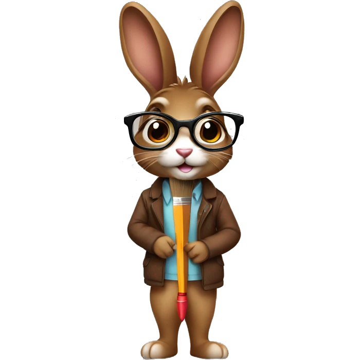 Female Brown bunny with a paintbrush and glasses  emoji