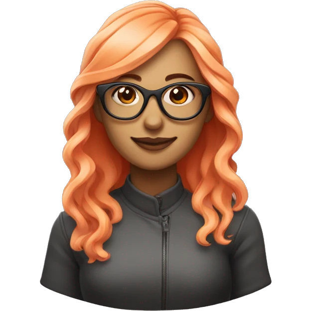 Mujer con cabello naranja, canas con gafas de color rosa emoji