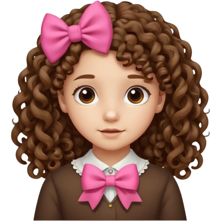 brown ten year old girl  with curly long hair with a bow  emoji