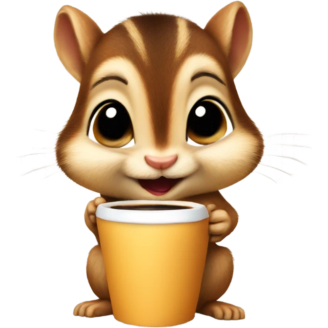 baby chipmunk drinking coffee emoji