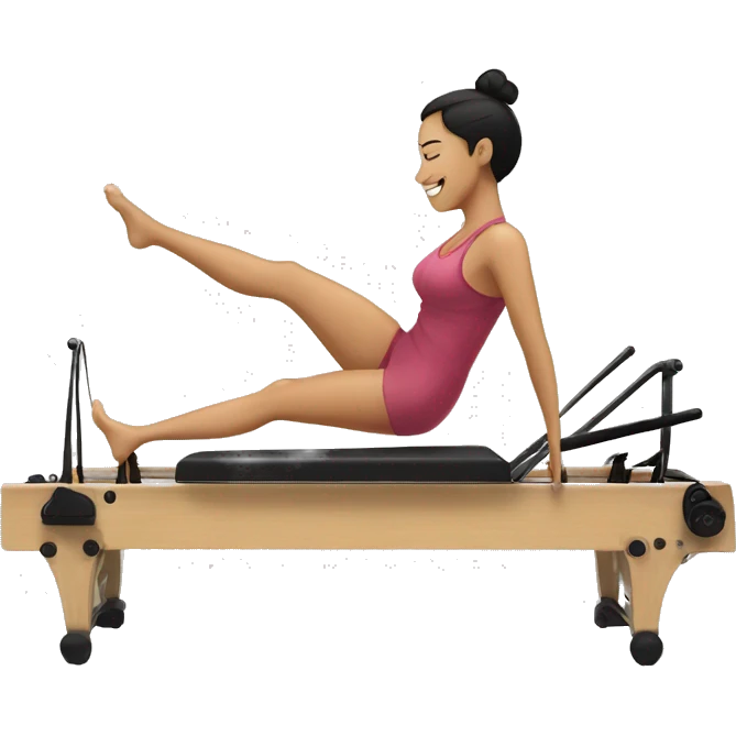Filipina on pilates reformer with feet up  emoji