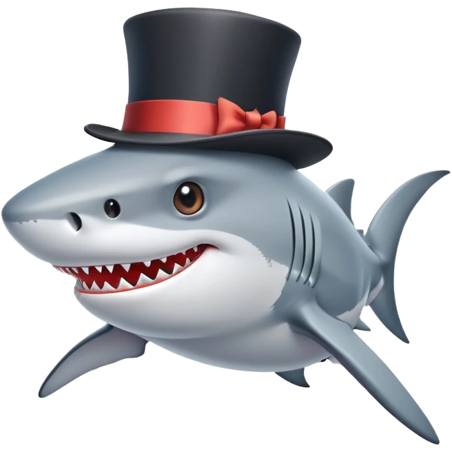 Shark with a top hat emoji