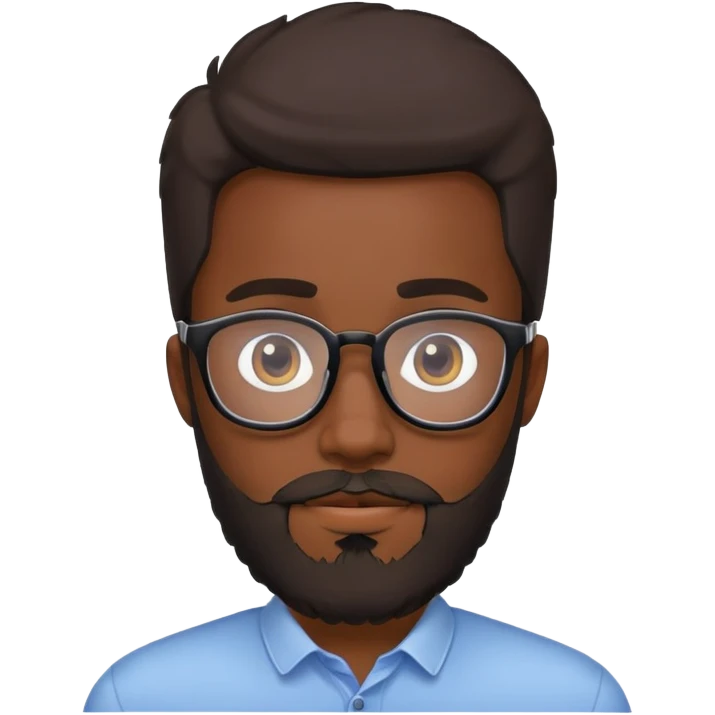 Dark-skinned 25 years beard glasses emoji