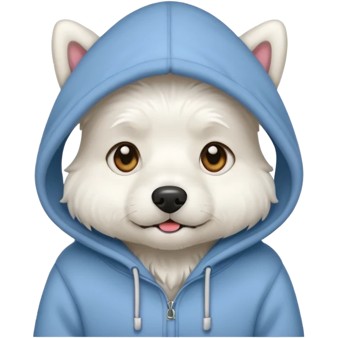 white dog wearing hoodie emoji