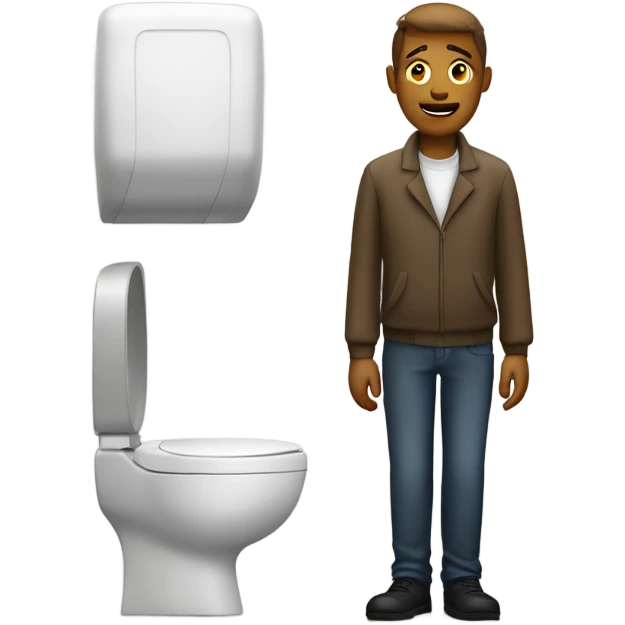 Man waiting outside toilets emoji