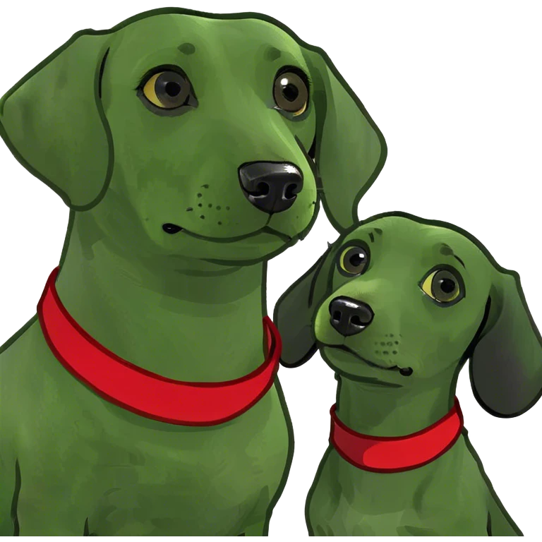 Mini dachshund with black Labrador  emoji